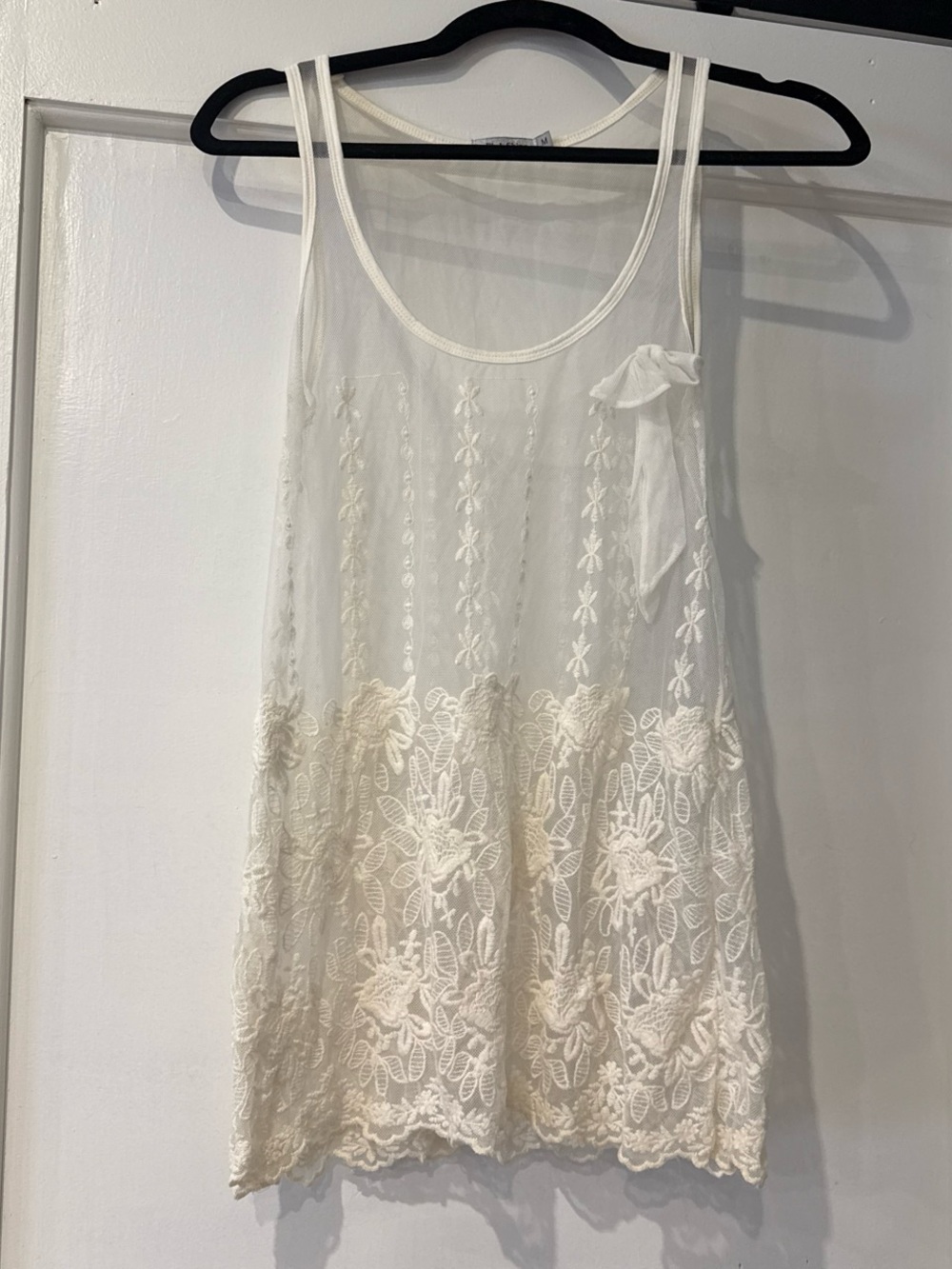 Cream Lace Embroidered Tank
